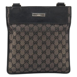 GUCCI GG Canvas Shoulder Bag Brown Silver 019 0348 Auth 153116 - 0