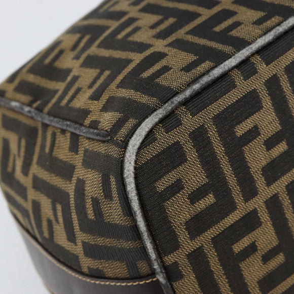 FENDI Zucca Canvas Vanity Hand Bag Black Brown Auth 153117