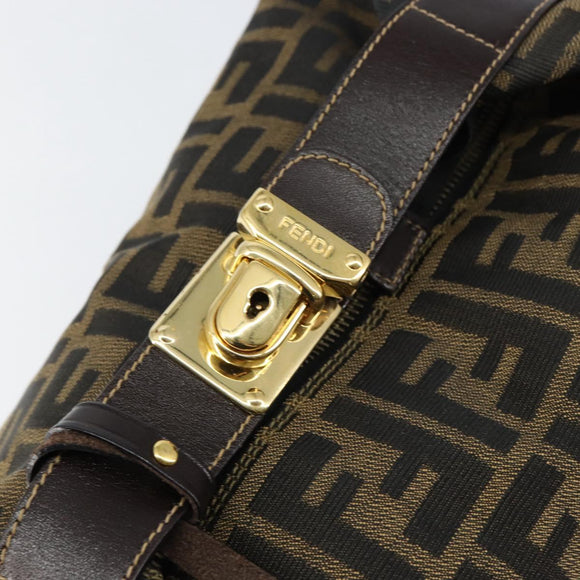 FENDI Zucca Canvas Vanity Hand Bag Black Brown Auth 153117