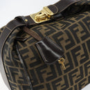 FENDI Zucca Canvas Vanity Hand Bag Black Brown Auth 153117-10
