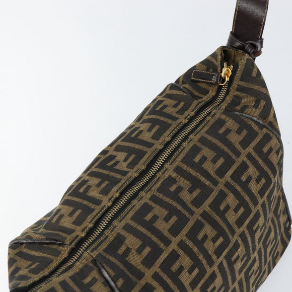 FENDI Zucca Canvas Vanity Hand Bag Black Brown Auth 153117