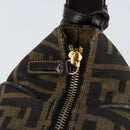 FENDI Zucca Canvas Vanity Hand Bag Black Brown Auth 153117-17