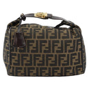FENDI Zucca Canvas Vanity Hand Bag Black Brown Auth 153117-2