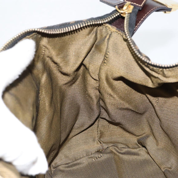 FENDI Zucca Canvas Vanity Hand Bag Black Brown Auth 153117