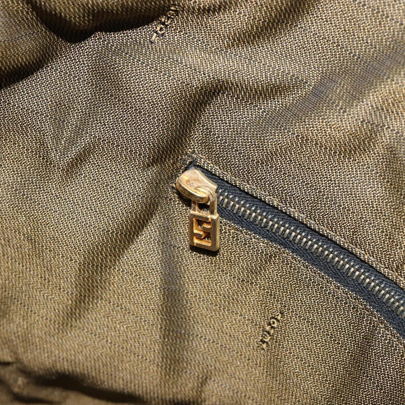 FENDI Zucca Canvas Vanity Hand Bag Black Brown Auth 153117