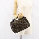 FENDI Zucca Canvas Vanity Hand Bag Black Brown Auth 153117-25
