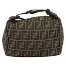 FENDI Zucca Canvas Vanity Hand Bag Black Brown Auth 153117-2
