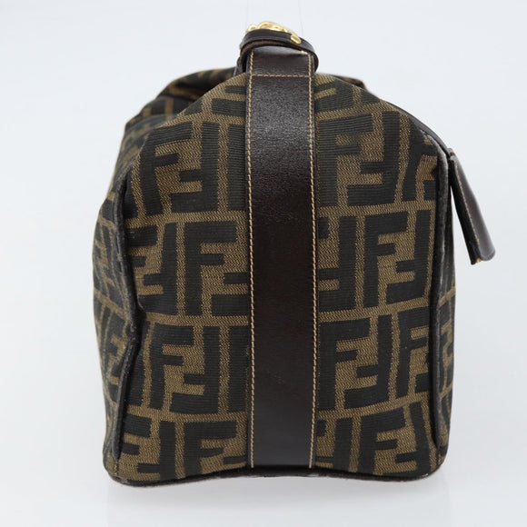 FENDI Zucca Canvas Vanity Hand Bag Black Brown Auth 153117