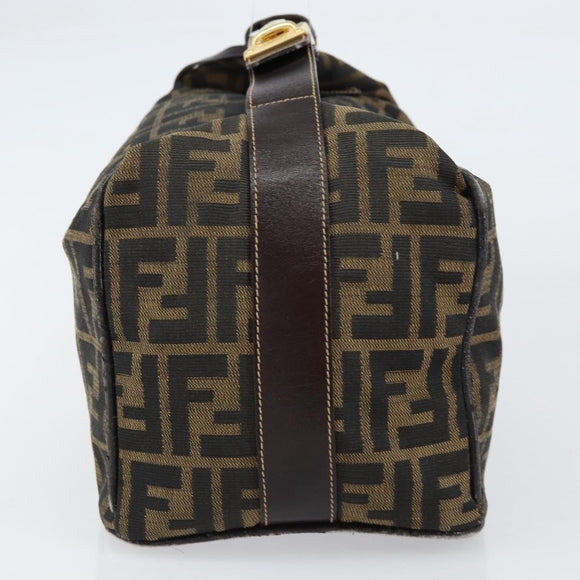 FENDI Zucca Canvas Vanity Hand Bag Black Brown Auth 153117