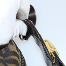 FENDI Zucca Canvas Vanity Hand Bag Black Brown Auth 153117-7