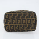 FENDI Zucca Canvas Vanity Hand Bag Black Brown Auth 153117-9