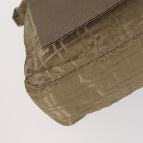 FENDI Zucca Canvas Shoulder Bag Nylon Beige Auth 153118