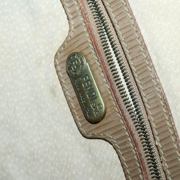 FENDI Zucca Canvas Shoulder Bag Nylon Beige Auth 153118