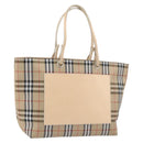 BURBERRY Nova Check Hand Bag Nylon Beige Silver Auth 153119-1