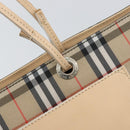 BURBERRY Nova Check Hand Bag Nylon Beige Silver Auth 153119-14