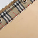 BURBERRY Nova Check Hand Bag Nylon Beige Silver Auth 153119-15