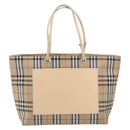 BURBERRY Nova Check Hand Bag Nylon Beige Silver Auth 153119-2