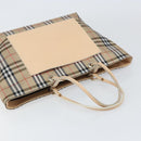 BURBERRY Nova Check Hand Bag Nylon Beige Silver Auth 153119-6