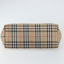 BURBERRY Nova Check Hand Bag Nylon Beige Silver Auth 153119-9