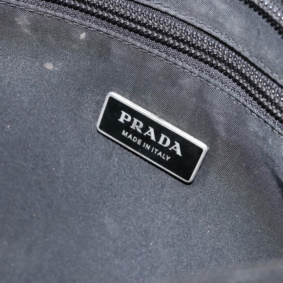 PRADA Hand Bag Nylon Black Silver Auth 153120