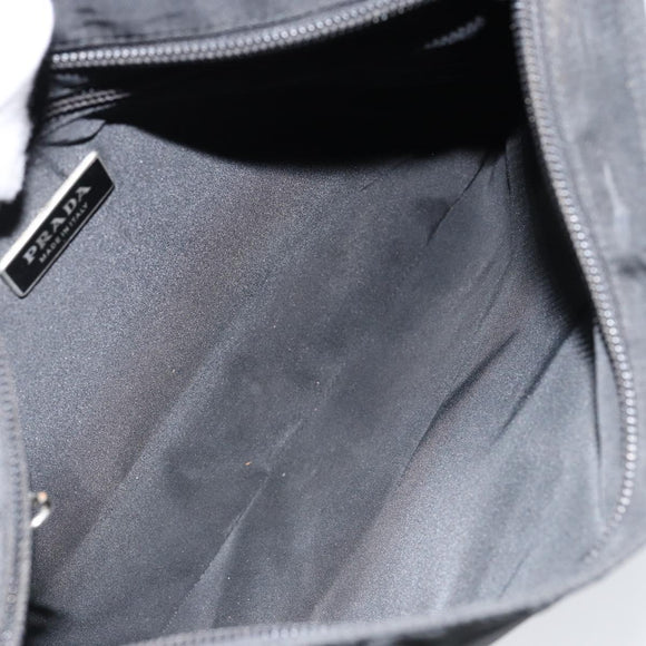 PRADA Hand Bag Nylon Black Silver Auth 153120