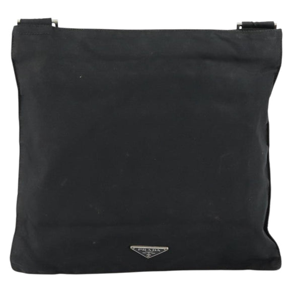 PRADA Hand Bag Nylon Black Silver Auth 153120