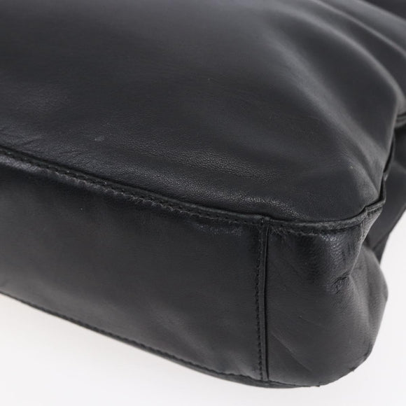 LOEWE anagram Shoulder Bag Leather Black Gold Auth 153121