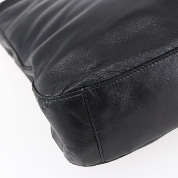 LOEWE anagram Shoulder Bag Leather Black Gold Auth 153121