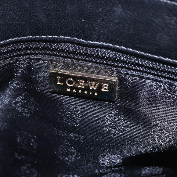 LOEWE anagram Shoulder Bag Leather Black Gold Auth 153121