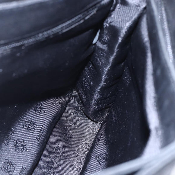 LOEWE anagram Shoulder Bag Leather Black Gold Auth 153121