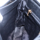 LOEWE anagram Shoulder Bag Leather Black Gold Auth 153121-20