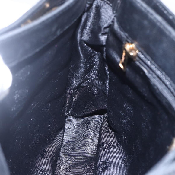 LOEWE anagram Shoulder Bag Leather Black Gold Auth 153121