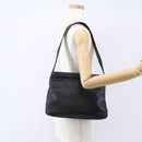 LOEWE anagram Shoulder Bag Leather Black Gold Auth 153121-25