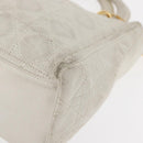 Christian Dior Lady Dior Canage Hand Bag Leather White Gold Auth 153122-11