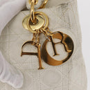 Christian Dior Lady Dior Canage Hand Bag Leather White Gold Auth 153122-15