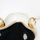 Christian Dior Lady Dior Canage Hand Bag Leather White Gold Auth 153122-19