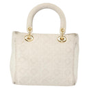 Christian Dior Lady Dior Canage Hand Bag Leather White Gold Auth 153122-3