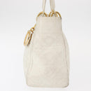 Christian Dior Lady Dior Canage Hand Bag Leather White Gold Auth 153122-4