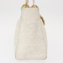 Christian Dior Lady Dior Canage Hand Bag Leather White Gold Auth 153122-5