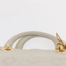 Christian Dior Lady Dior Canage Hand Bag Leather White Gold Auth 153122-8