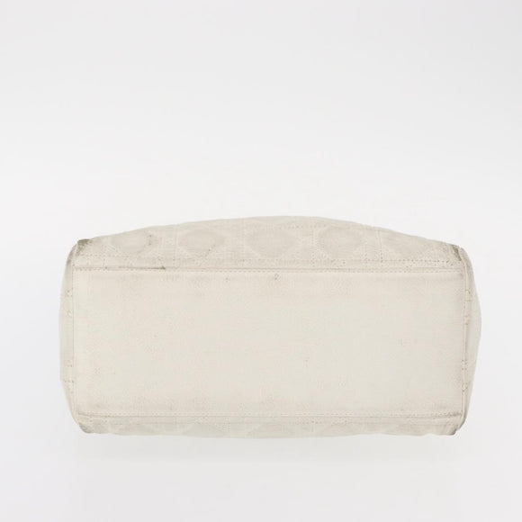 Christian Dior Lady Dior Canage Hand Bag Leather White Gold Auth 153122