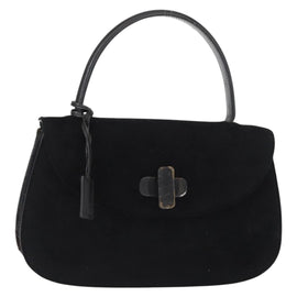 GUCCI Hand Bag Suede Black Auth 153123