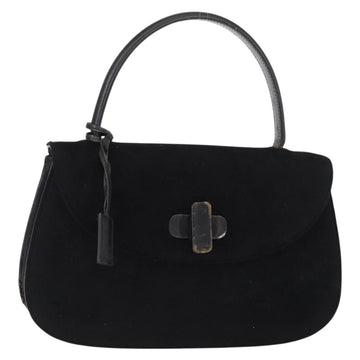 GUCCI Hand Bag Suede Black Auth 153123