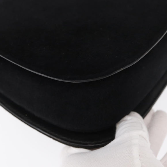 GUCCI Hand Bag Suede Black Auth 153123