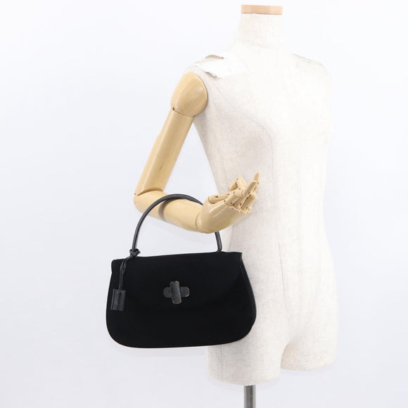GUCCI Hand Bag Suede Black Auth 153123