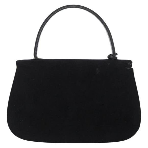 GUCCI Hand Bag Suede Black Auth 153123