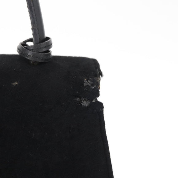 GUCCI Hand Bag Suede Black Auth 153123