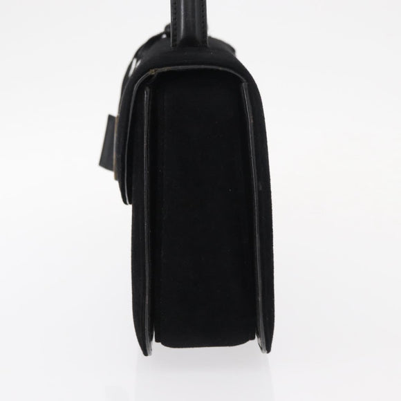 GUCCI Hand Bag Suede Black Auth 153123