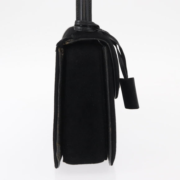 GUCCI Hand Bag Suede Black Auth 153123