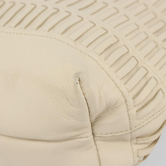 Salvatore Ferragamo Tote Bag Leather Beige Silver Auth 153124